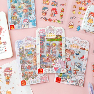 [MS08] Set 4 tấm sticker trong suốt/nhãn dán dễ thương nhiều chủ đề