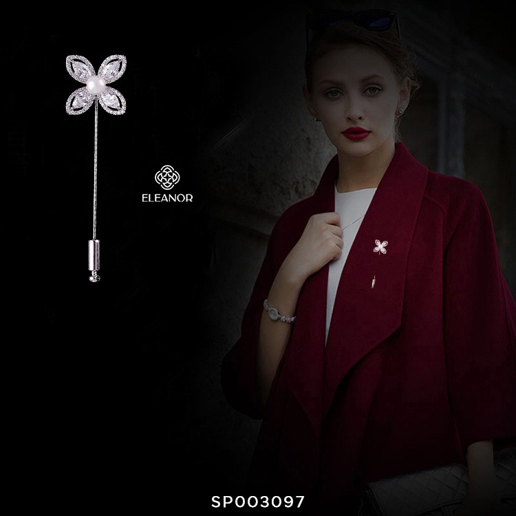 Ghim Cài Áo Eleanor Hình Bông Hoa 4 Cánh Đính Ngọc Trai Nhân Tạo Thanh Lịch - SP003097