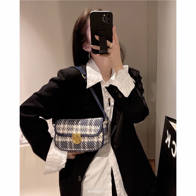 (Có sẵn- đeo 2kiểu) Túi xách kẹp nách hoặc đeo vai hoạ tiết kẻ thời trang trendy phong cách Ulzzang Hàn Quốc MS7103
