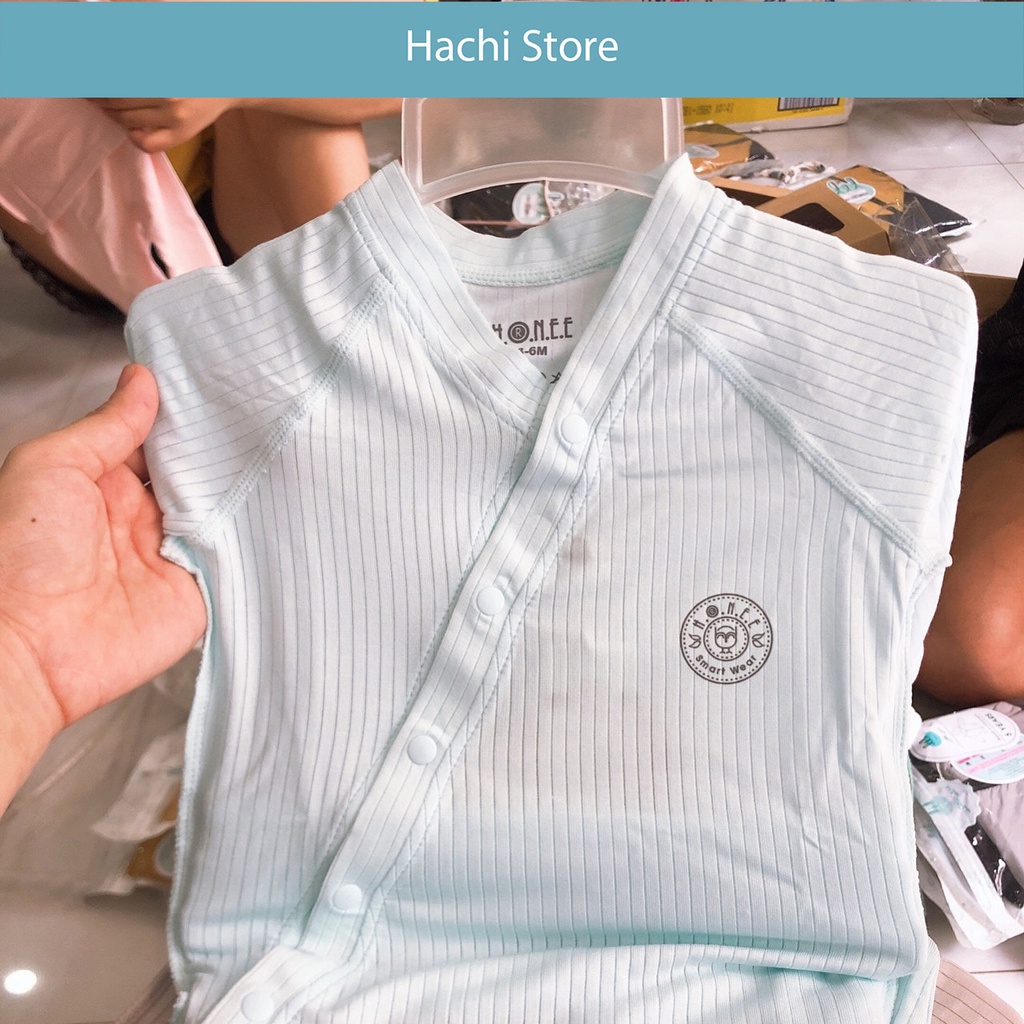 Set sơ sinh Kimono cài lệch dài tay cao cấp chính hãng HRNEE cho bé trai/gái - vải modal siêu mịn - size 0-6 tháng