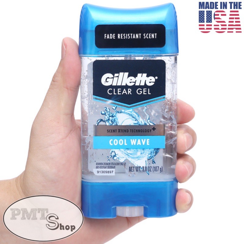 [USA] Lăn khử mùi nam dạng Gel Gillette Cool Wave 107g ngăn mồ hôi suốt 24h - Mỹ