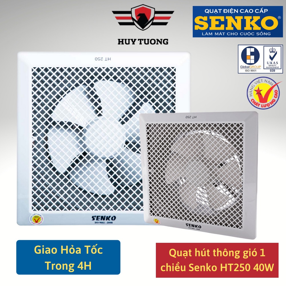 Quạt hút thông gió âm trần 1 chiều Senko HT250 40W cao cấp - Huy Tưởng