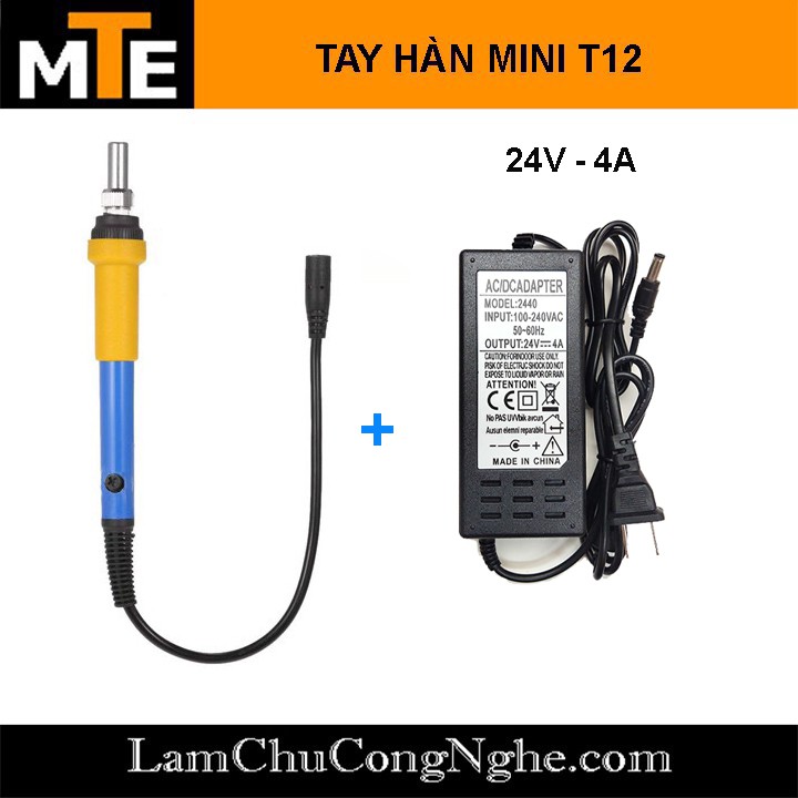 Mỏ hàn thiếc tay hàn T12 có điều chỉnh nhiệt độ sử dụng nguồn 12-24v 75W màu vàng