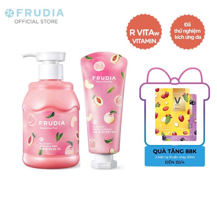 [Tặng 88k]COMBO Sữa Tắm Và Dưỡng Thể Cấp Ẩm Chiết Xuất Trái Đào Frudia My Orchard Peach Body Wash And Essence 350+200ml