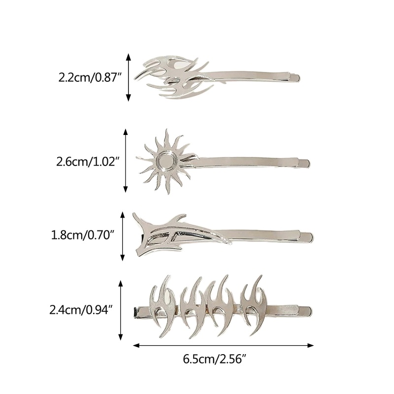 Kẹp Tóc Trang Trí Hình Ngọn Lửa Một Cánh Chống Trượt Phong Cách Punk