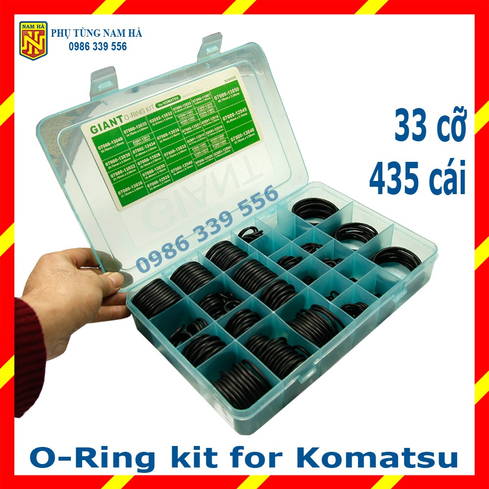 Hộp gioăng sim cao su O Ring Komatsu, 33 cỡ 435 cái (Ø2.8÷49.7) mm