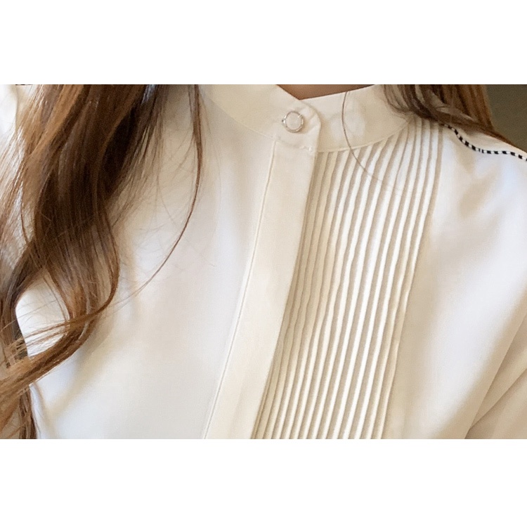 Áo Sơ Mi Công Sở Nữ Cổ Đứng Tay Dài Vải Chiffon