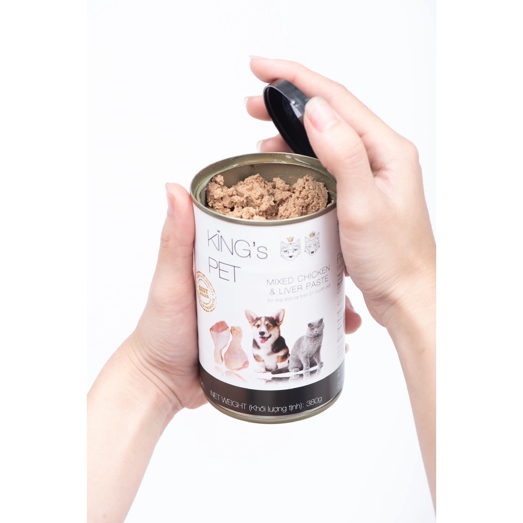 Pate cho chó mèo King Pet lon 380g, thức ăn ướt dinh dưỡng tăng cân cho chó mèo