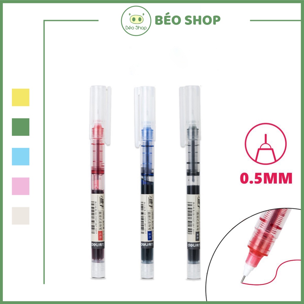 Bút bi nước muji khô nhanh Béo shop ngòi 0.5mm viết thư pháp ống bút liền mực màu Đen Đỏ Xanh 1 chiếc B15