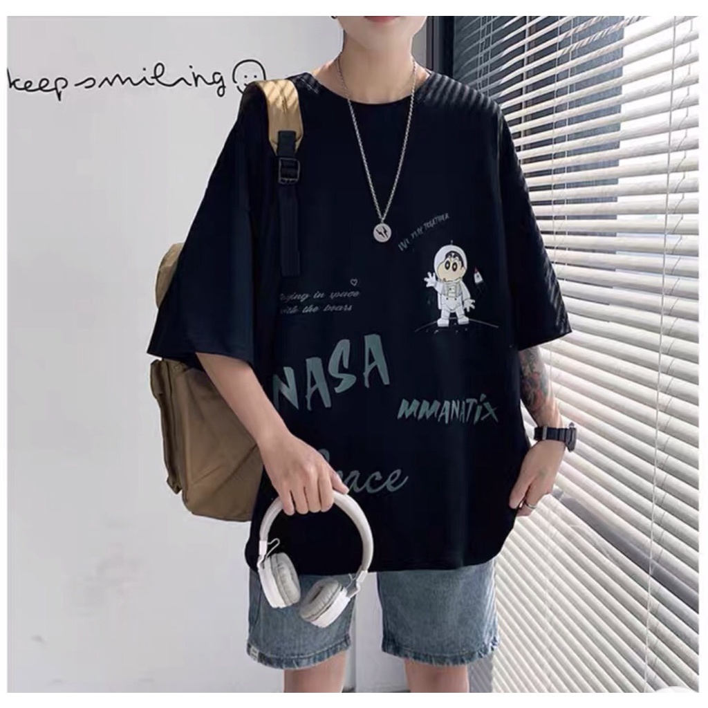 Áo phông thụng tay lỡ cậu bé Shin Áo thun Unisex tay lỡ nam nữ, chất cotton su mịn form rộng