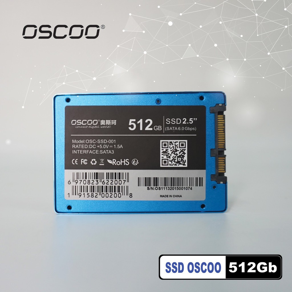 Ổ cứng SSD OSCOO 512GB SATA III 2.5 inch - đọc 550MB/s / ghi 530MB/s (Blue)