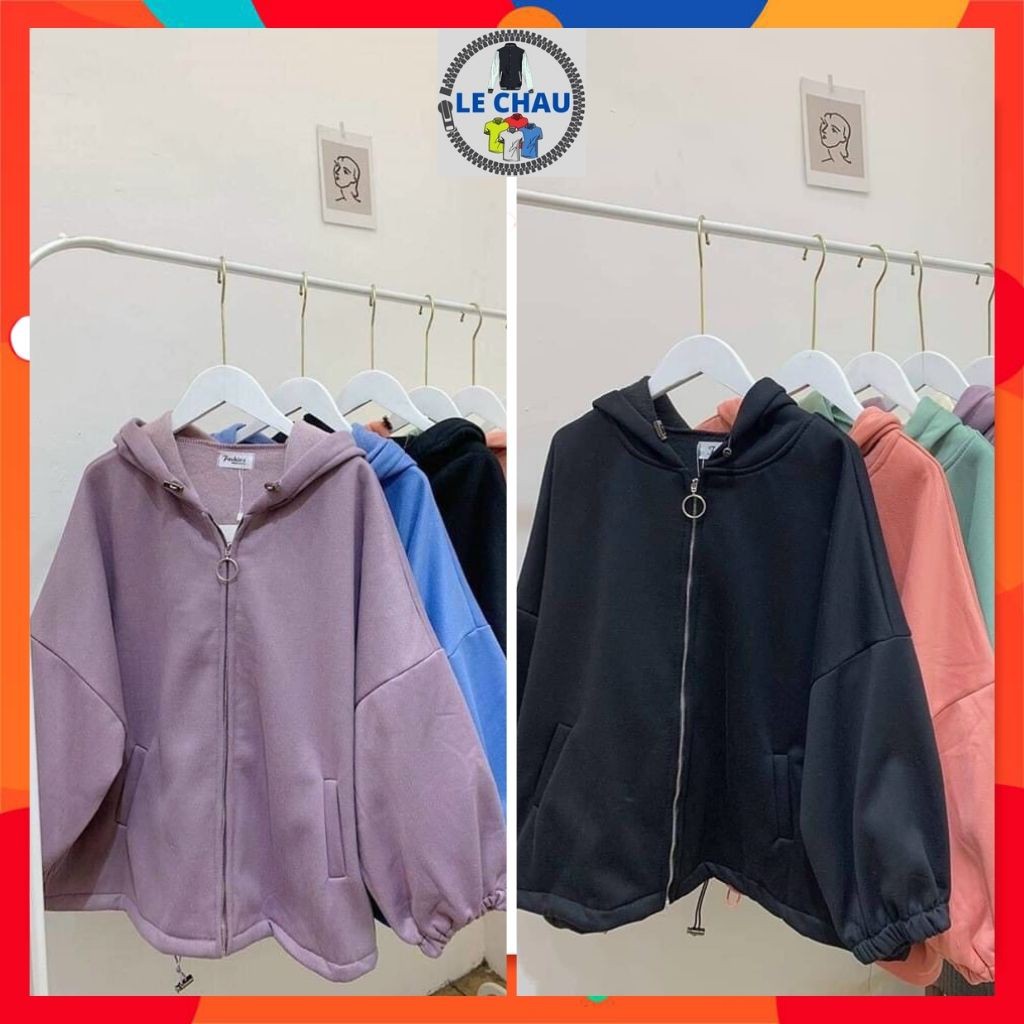Áo khoac nỉ cánh dơi basic form rộng unisex AKN04 LECHAU kết hợp dây kéo bền đẹp | BigBuy360 - bigbuy360.vn
