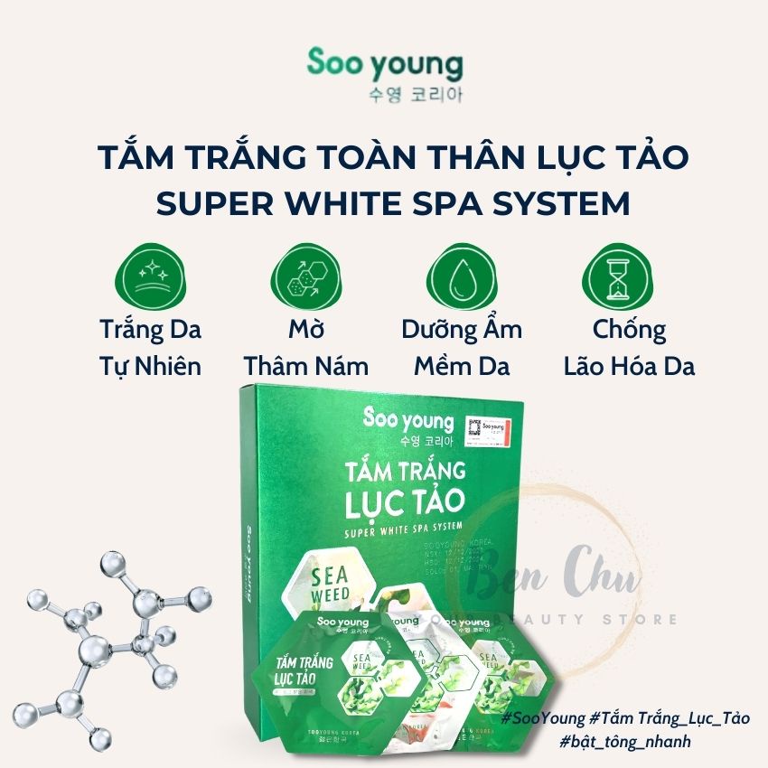 Tắm Trắng Lục Tảo SOOYOUNG KOREA – Giúp Da Trắng Sáng Tự Nhiên, Giữ ẩm & Săn Chắc, Chống Lão Hóa Da | BenChu Beauty | BigBuy360 - bigbuy360.vn