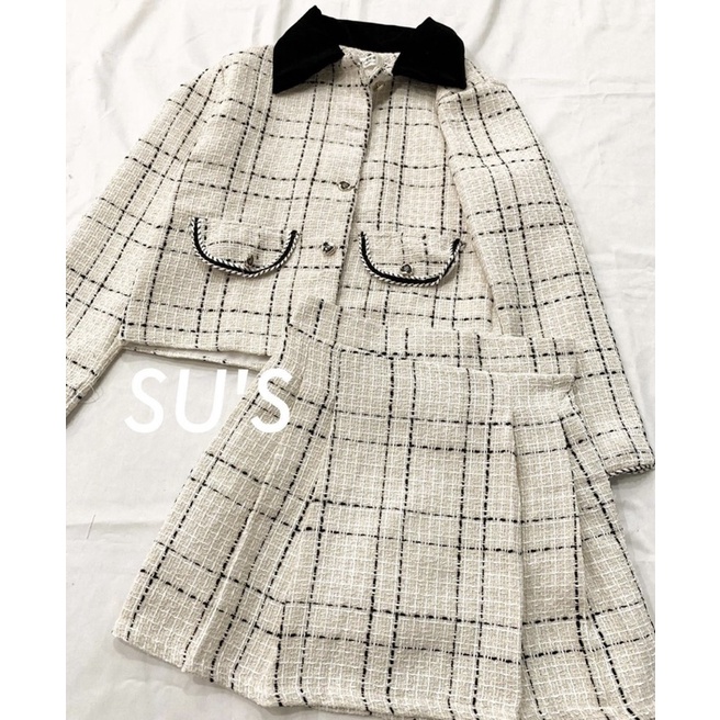 Bộ đồ set dạ gồm áo và chân váy tiểu thư Aimee closet