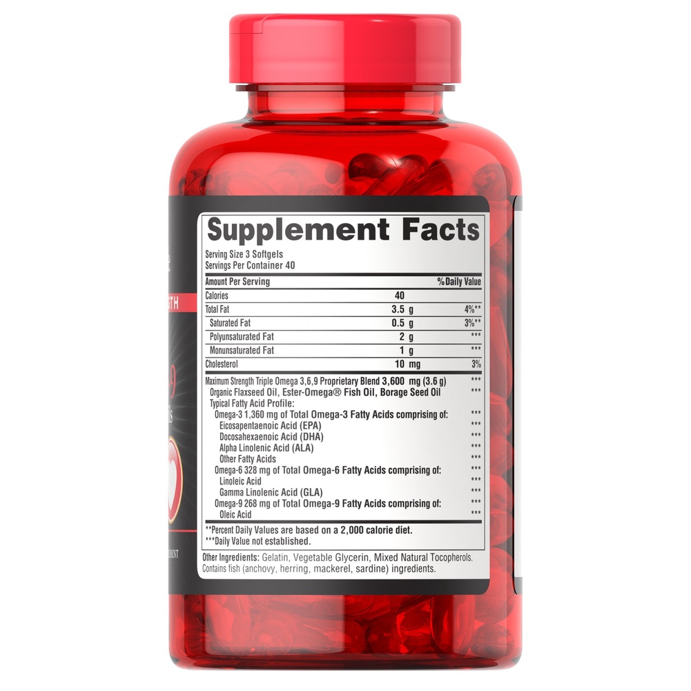 VIÊN UỐNG BỔ MẮT, NÃO, TIM, TĂNG CƯỜNG HỆ MIỄN DỊCH OMEGA 369 FISH, FLAX & BORAGE OILS PURITANS PRIDE 120 VIÊN