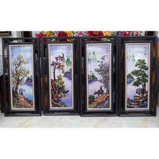 Tranh thêu tay tứ quý thành phẩm! Mã LV3072