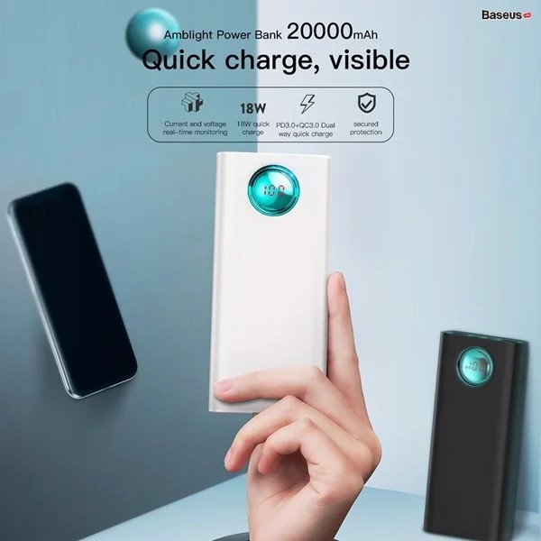 Pin dự phòng sạc nhanh 18W Baseus Amblight PD/QC3.0 Quick charge 20000mAh cho Smartphone / Tablet