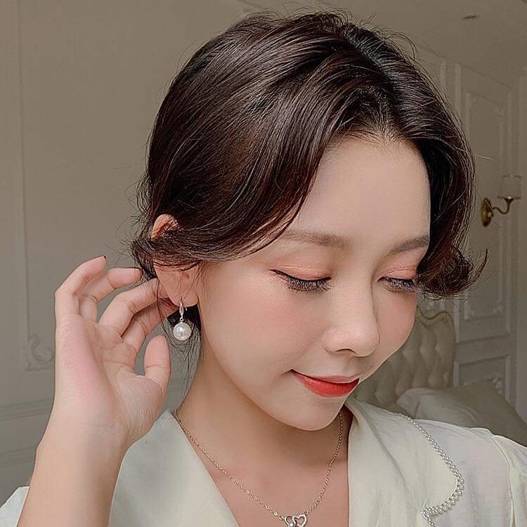 Khuyên tai bạc khuyên móc Ngọc Trai nhân tạo