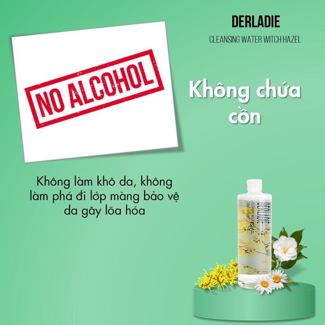 Nước tẩy trang chiết xuất cây phỉ– Derladie Cleansing Water Witch Hazel 500ml