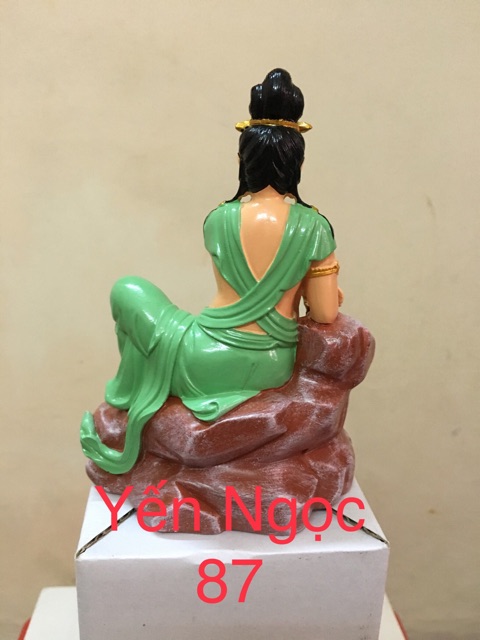 Tượng Quan Âm Tự Tại 12,5 cm ( 2 màu trắng hoặc xanh )