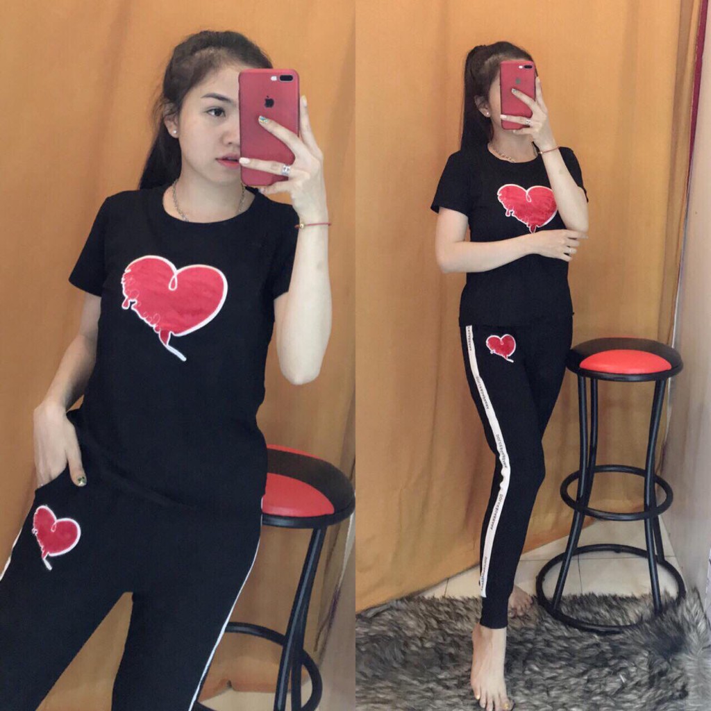 Đồ bộ nữ vải cotton thiêu trái tim mềm mại thoáng mát không xù không chùn | BigBuy360 - bigbuy360.vn