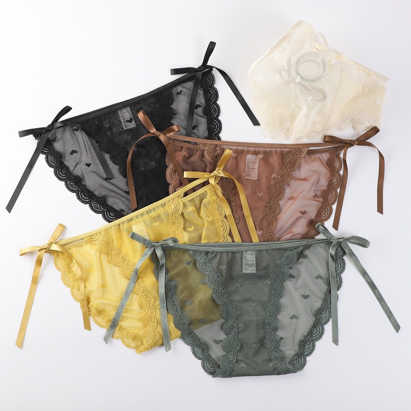 Quần Lót Nữ ❤️FREESHIP❤️ Quần Lót Ren Sexy dây buộc nơ phối họa tiết trái tim mã 3999 | BigBuy360 - bigbuy360.vn