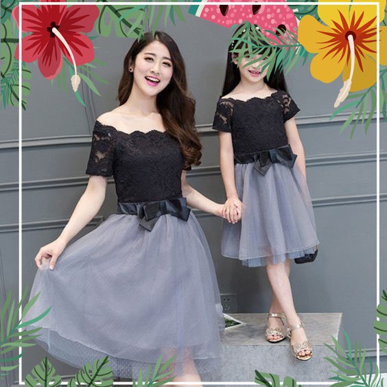 Shop Ngoc Trinh HCM - Shop Ngoc Trinh HCM - Set đầm Voan kính phối ren mẹ và bé-Sỉ từ 5 set trở lên - Nhắn tin cho shop