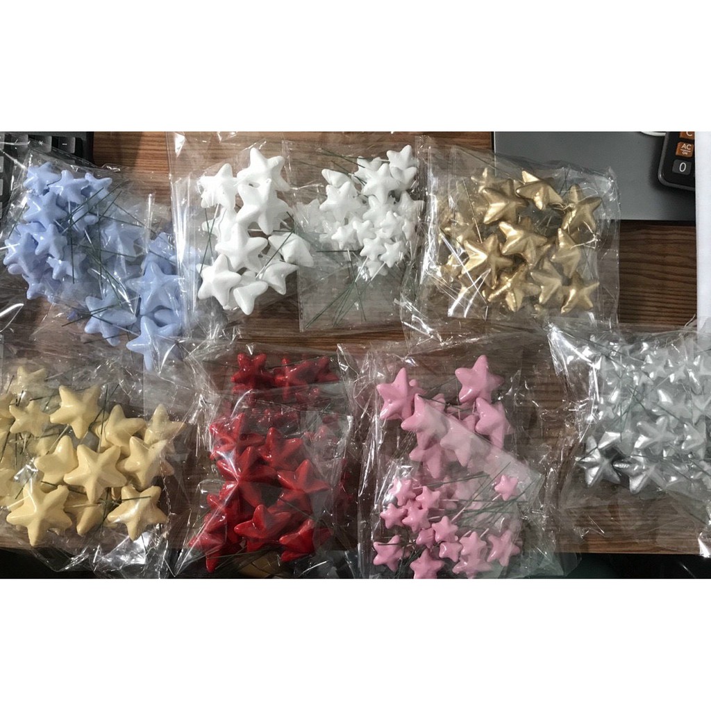 Set 40 que cắm Tim sao xốp nhựa trang trí bánh kem, bánh sinh nhật