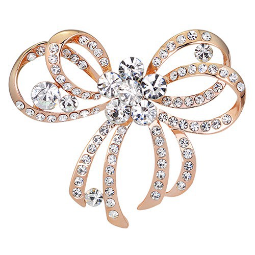 Ghim cài áo hình nơ đính đá sang trọng cho nữ