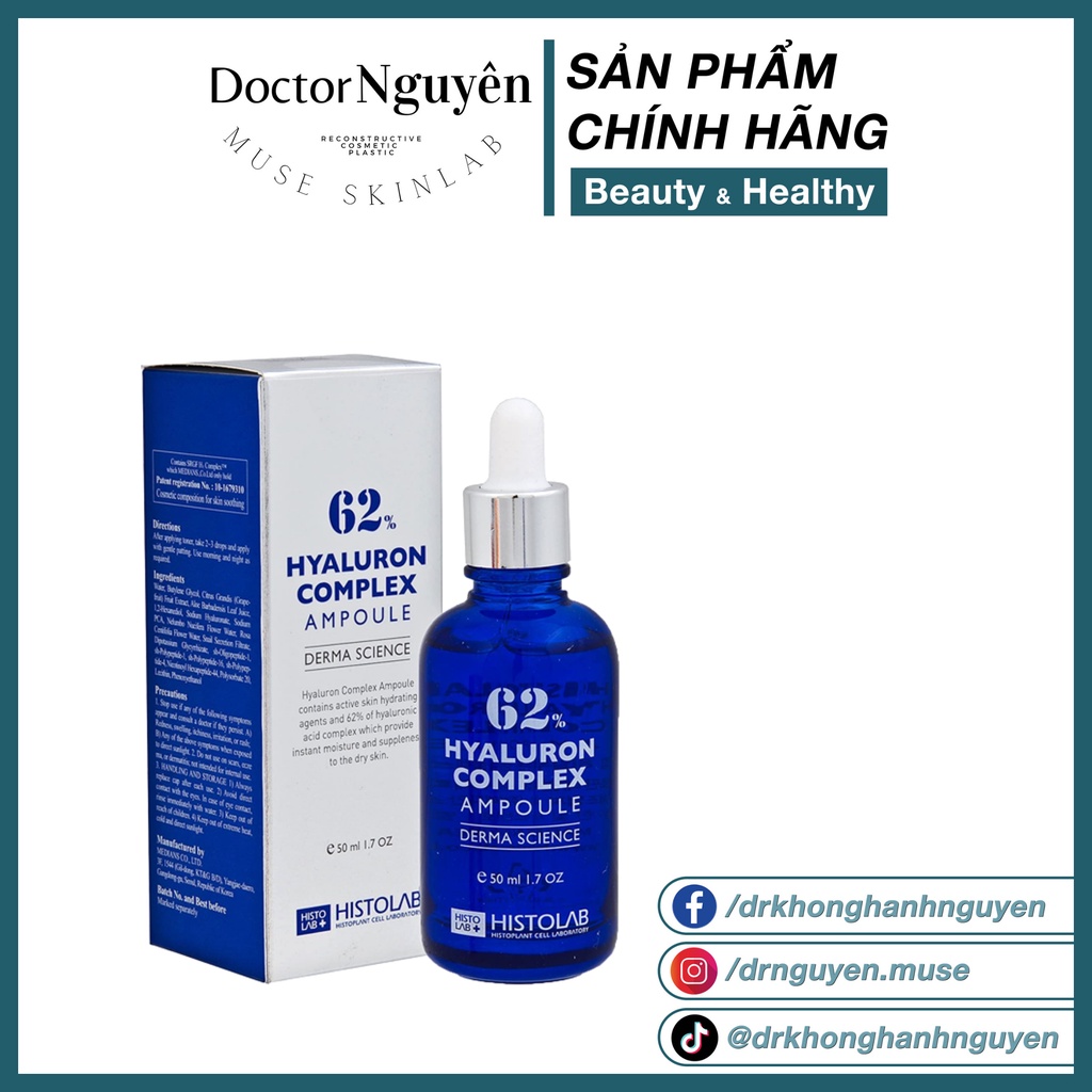 Serum HA Phục Hồi Và Cấp Ẩm Da Histolab 62% Hyaluron Complex Ampoule Derma Science (50ml)