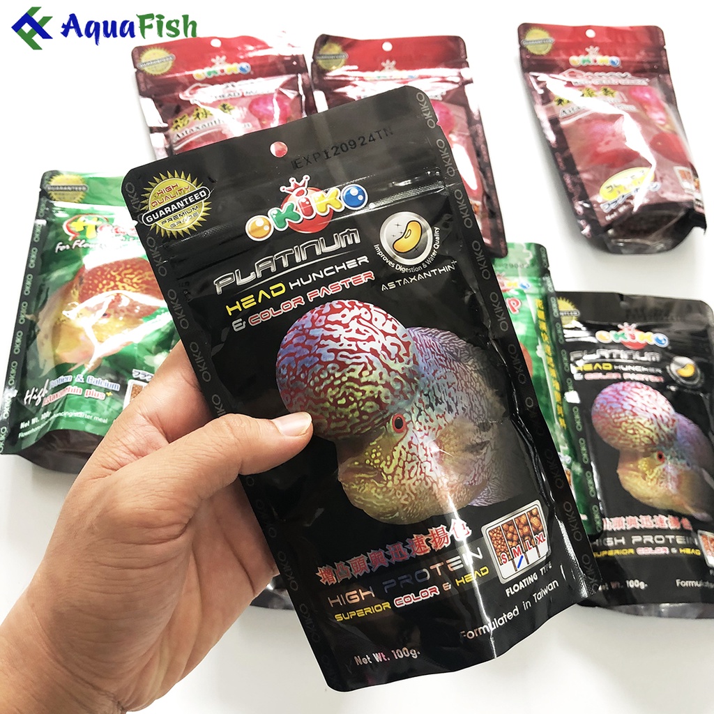 Thức ăn cho cá La Hán Okiko túi 100g (giúp cá nhanh lớn, phát triển đầu và lên màu sắc đẹp)