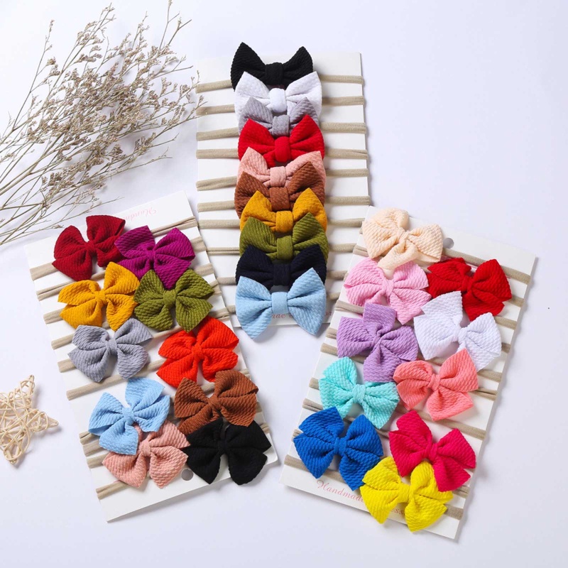 Set 5 Băng Đô Nơ Co Giãn Mềm Mại Thời Trang Cho Bé Gái