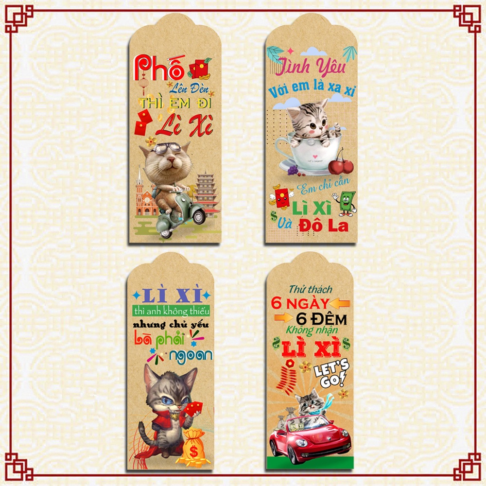 Set 100 bao lì xì Tết 2023 Quý Mão cao cấp giá sỉ FREESHIP bao lì xì Nguyên Đán (MẪU 2) Unibaby