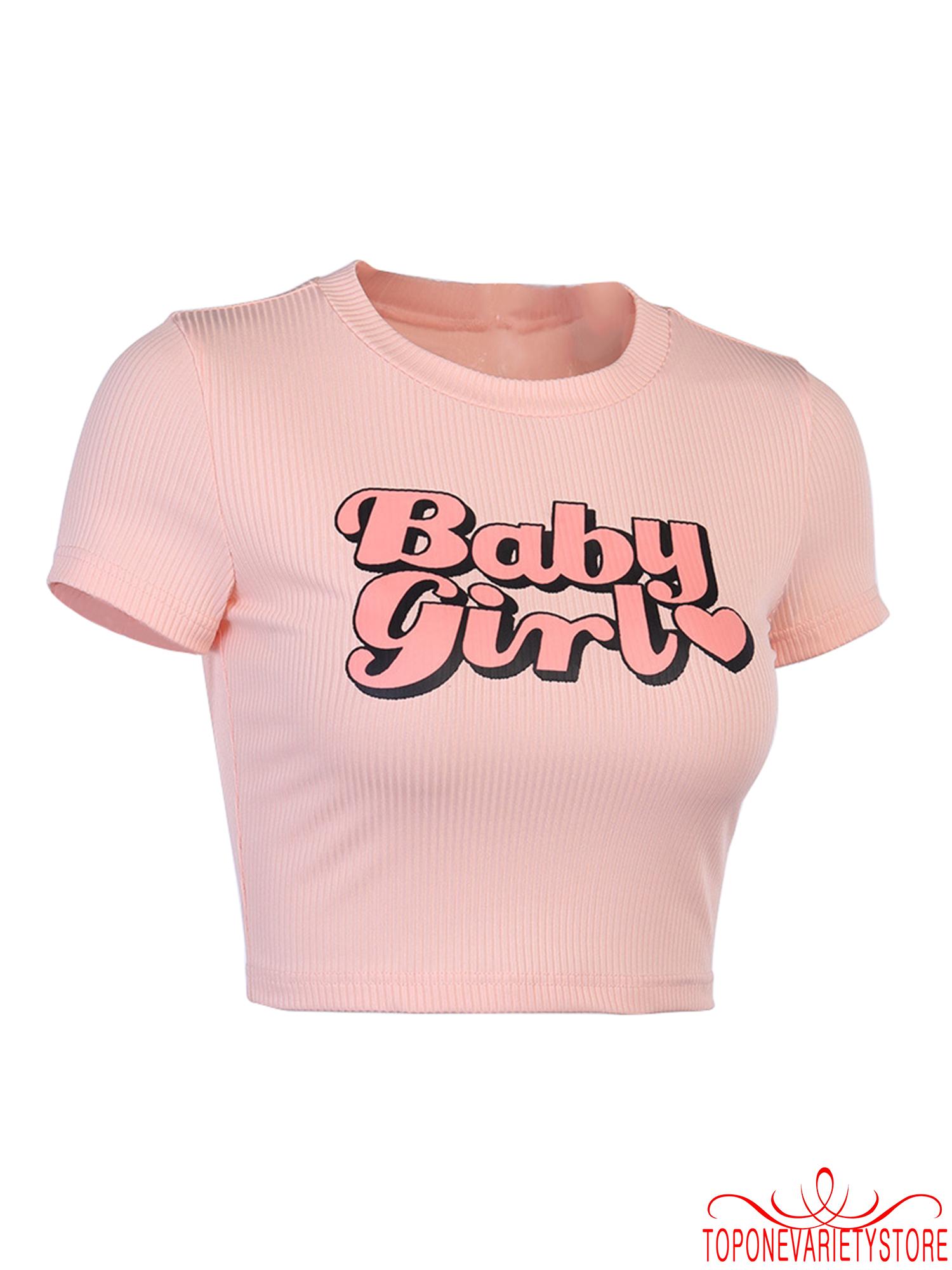 Áo lửng tay ngắn in chữ thời trang cho nữ | BigBuy360 - bigbuy360.vn