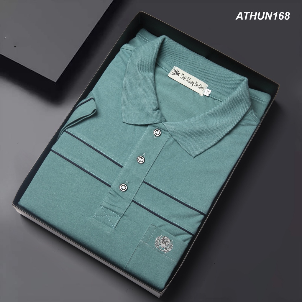 Áo thu nam trung niên ngắn tay vải cotton xịn thấm hút mồ hôi tốt loại áo thun nam có túi vitin