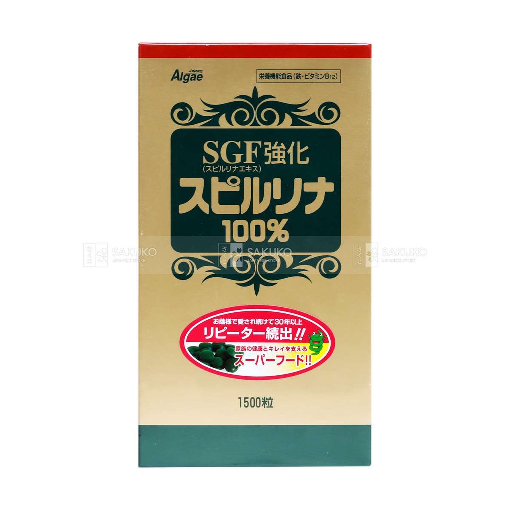 Tảo xoắn spirulina bổ sung SGF 1500v chống lão hóa, tăng cường sức khỏe hàng Nhật nội địa Sakuko