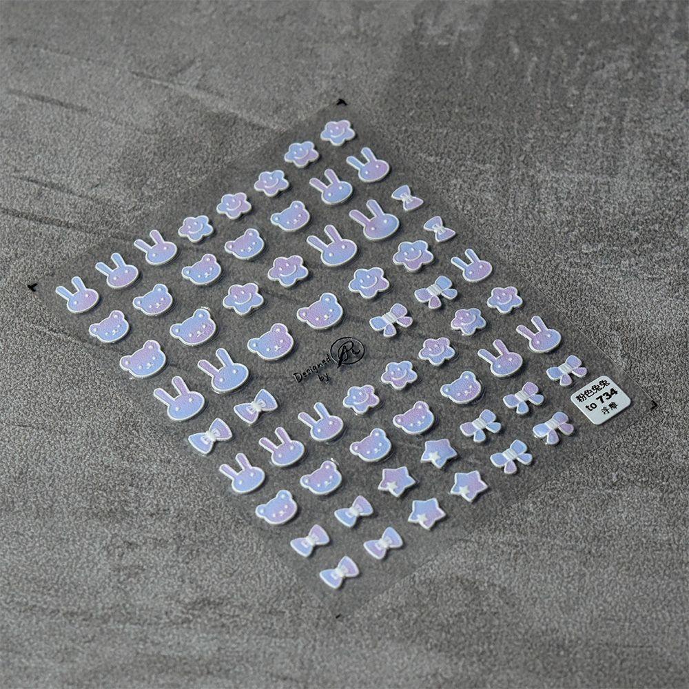 MOCHO Miếng Dán Trang Trí Móng Tay 5D DIY Hình Thỏ Xinh Xắn