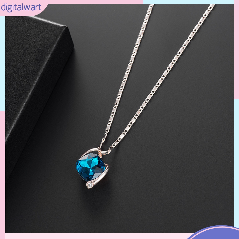 Bộ Dây Chuyền + Bông Tai Mặt Vuông Đính Đá Thời Trang Cho Nữ