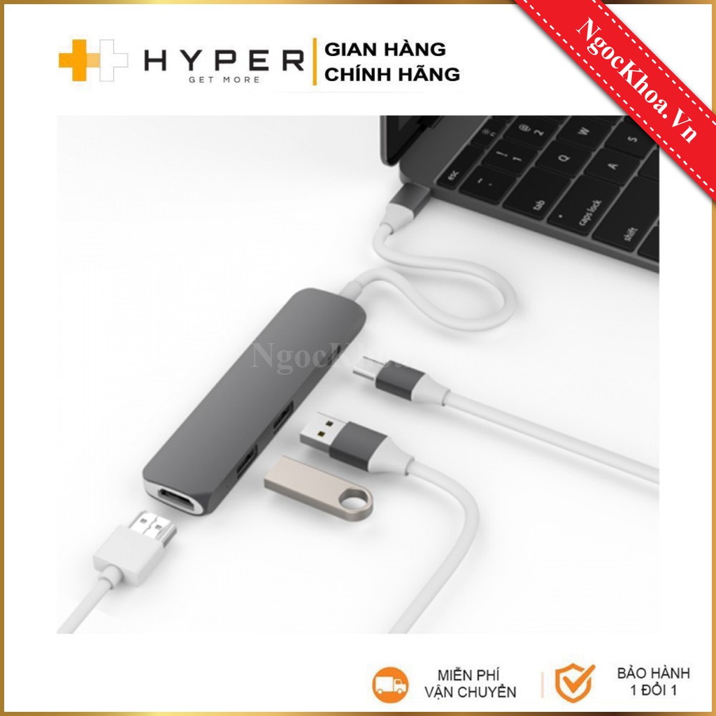 Cổng Chuyển HyperDrive 4-in-1 HDMI 4K, USB-C Hub cho Macbook & Devices - GN22B