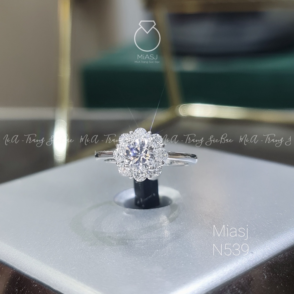Nhẫn nữ bạc Ý S925 đính hoa đá MiASJ kiểu dáng sang trọng N539