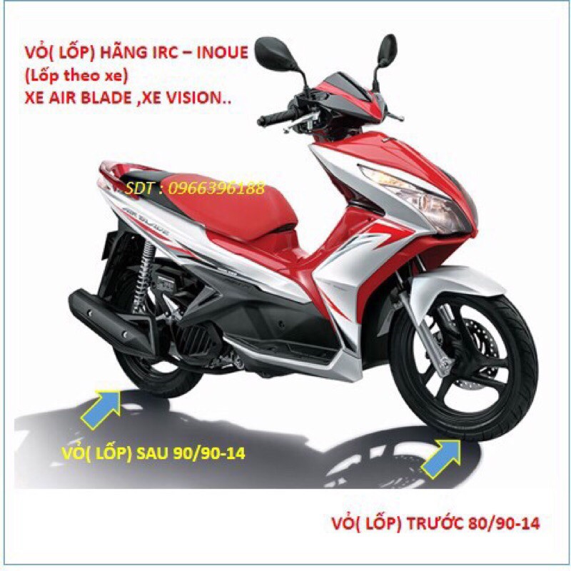 Lốp Honda Air blade chính hãng- lốp vision IRC - Vỏ không ruột honda