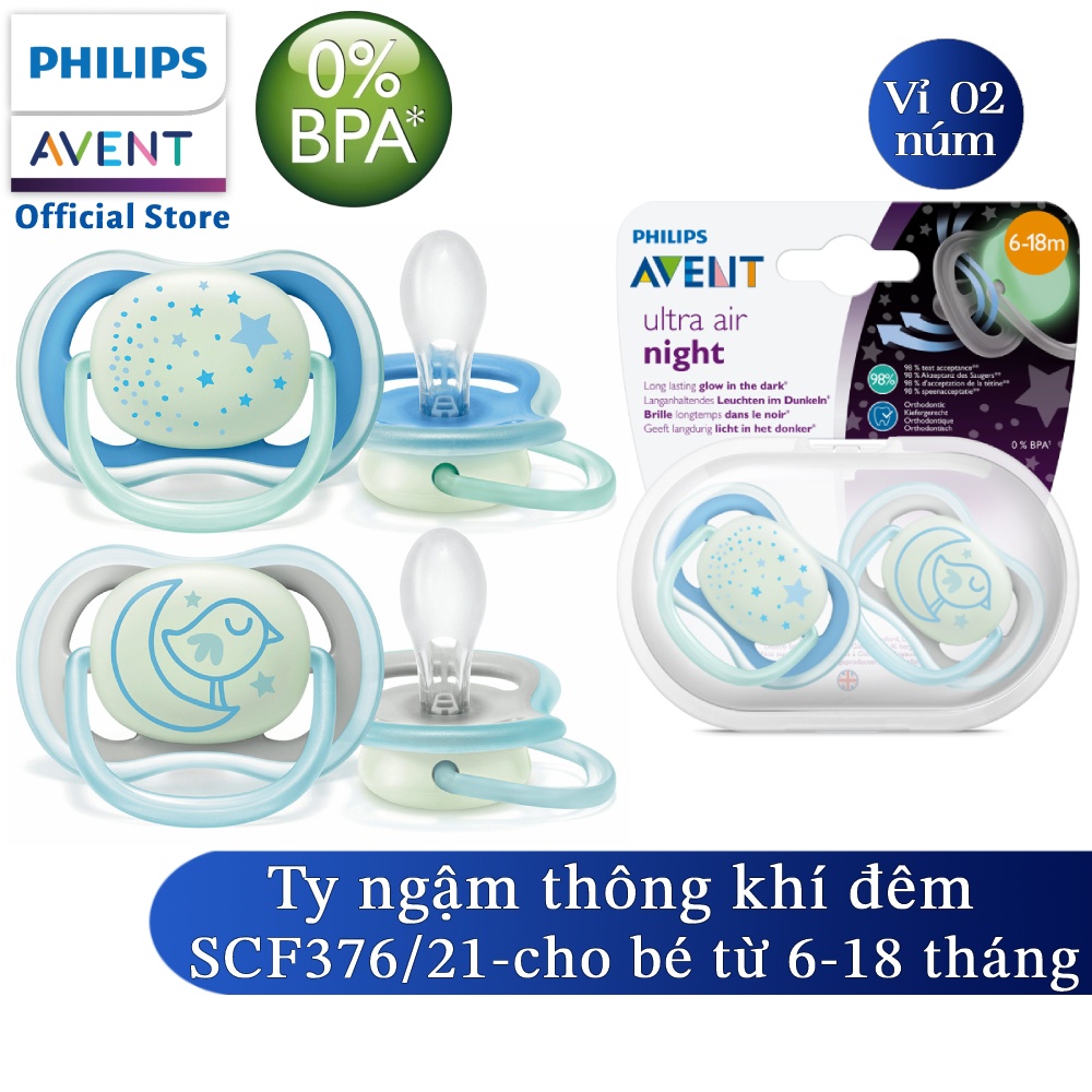 Ty ngậm thông khí Philips Avent dòng Ultra Air ban đêm 376.21