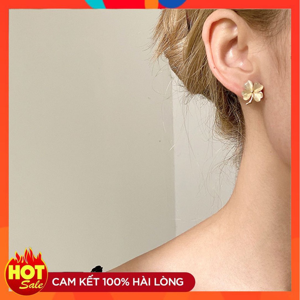[HOT] BÔNG TAI KHUYÊN TAI ĐÍNH ĐÁ HÌNH CỎ 4 LÁ MAY MẮN CÁ TÍNH DỄ THƯƠNG 214BT083