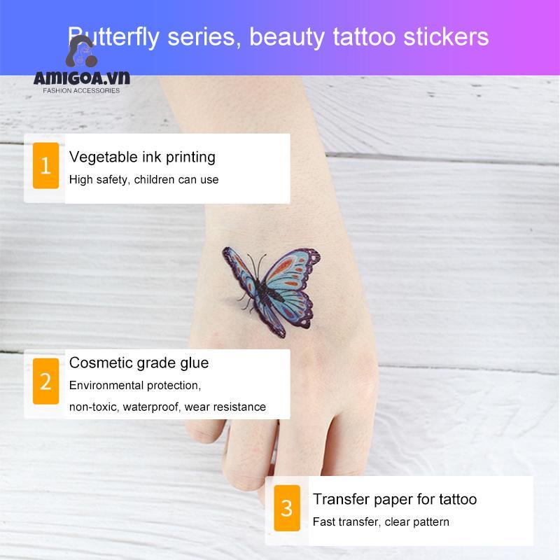✨✨Hình Xăm Dán Tạm Thời Hình Bướm 3D Chống Nước