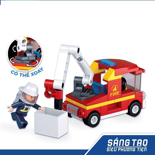 [Mã BMLTA50 giảm 10% đơn 99K] Đồ chơi lắp ráp sáng tạo xe cứu hỏa có thang nâng TINITOY 82 mảnh ghép YY652970