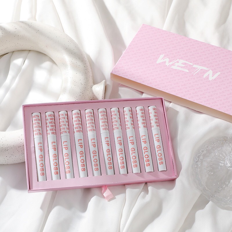 Set 10 Cây Son Kem WETN Lip Gloss vỏ hồng xinh xắn Xilin House