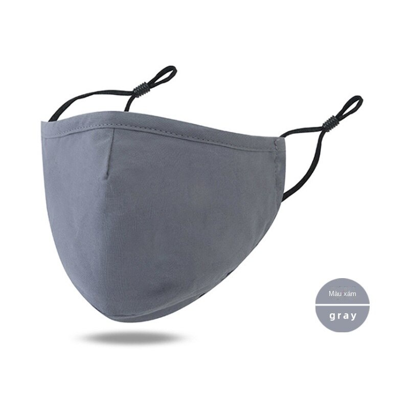 [Hàng mới về] Khẩu trang cotton chống bụi pm2.5 dày 3 lớp thoáng khí màu đen trơn dành cho nam và nữ
