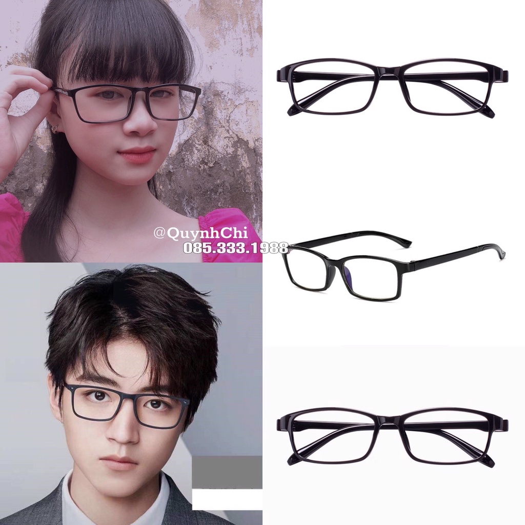 Mắt Kính Giả Cận Thời Trang Gọng Ngố Học Sinh Nam Nữ Mắt Kiếng Chống Bức Xạ Tia Uv Chống Bụi