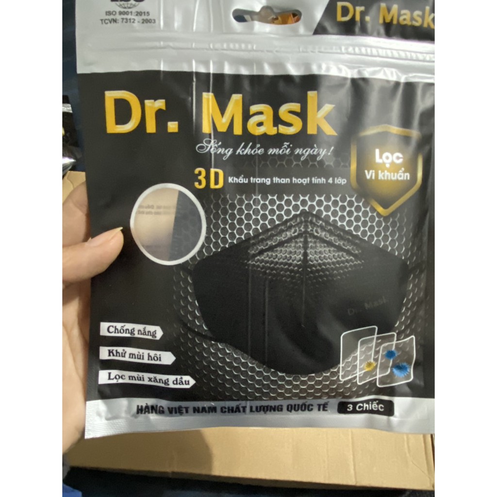 Khẩu trang 3D Dr.Mask 4 lớp than hoạt tính ( gói 3 chiếc).