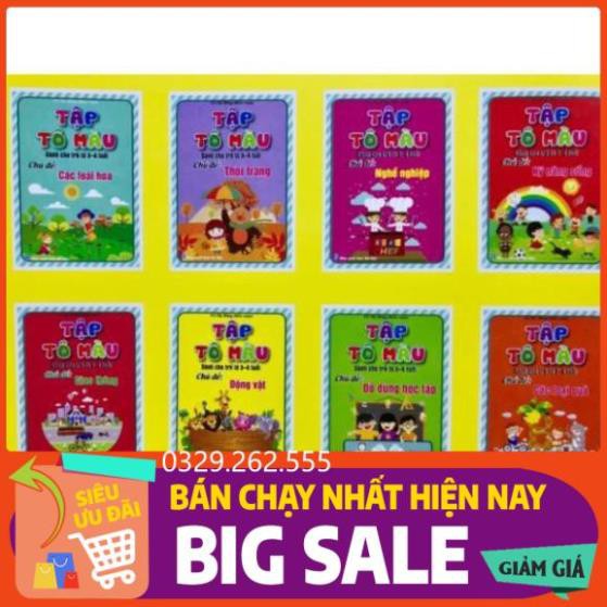 (FreeShip) Bộ 8 quyển tập tô màu hình siêu to dành cho bé 3-4 tuổi, 4-5 tuổi, 5-6 tuổi